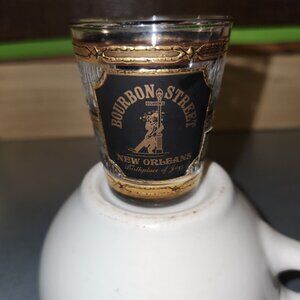 Vintage Culver Shot Glass Bourbon Street New Orleans Louisiana 22K Gold & Frost